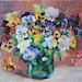Original Still Life Painting of Pansies Oil on Canvas Floral Art by Anastassia
