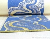riverbend - hand-printed linocut, 8x10 - hand-pulled block print, blue orignal art, stream, printmaking, home decor