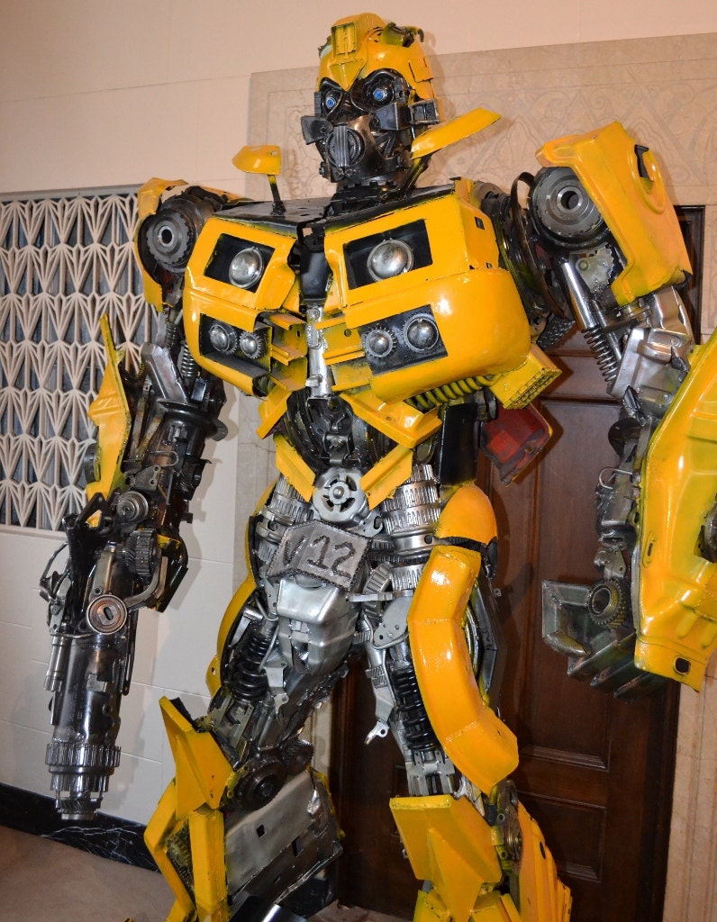 Hand Made BUMBLEBEE TRANSFORMERS 7.5 FEET 2.2m Recycled Scrap Metal