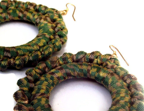 Green Batik Style Earrings
