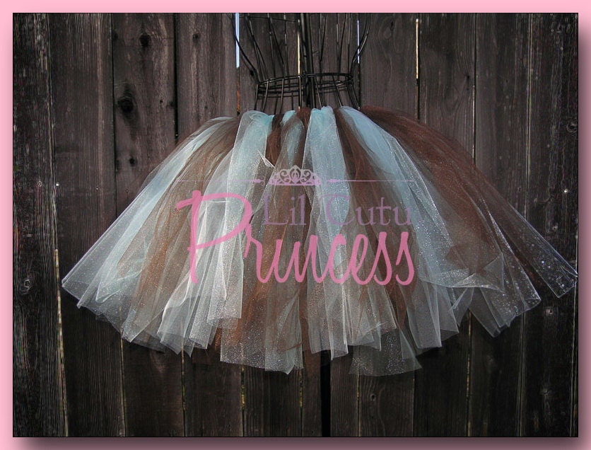 Emily - Shimmer Aqua and Brown Tutu - Available in Baby, Toddler, Child, Teenage and Adult Sizes