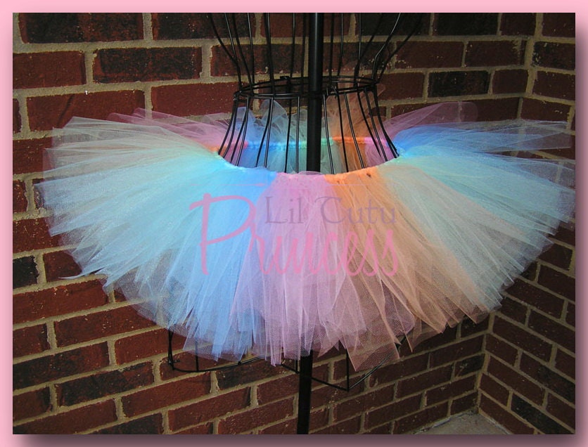 Kaylee - Pastel Rainbow Tutu - Pink, Peach, Mint, Aqua and Light Blue - Available in Infant, Toddler, Girls, Teenager and Adult Sizes