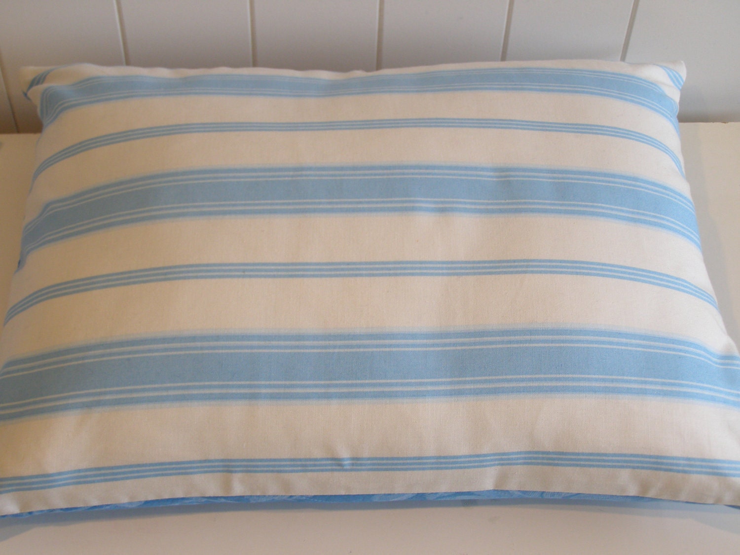 Diamond Quilted Cushion Cover, Pillow Cover - Enchanted Rose Print in Cornflower Blue & Vanilla Stripe