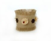 Jeans Bracelet, embroidered handmade jewelry, cotton accessories