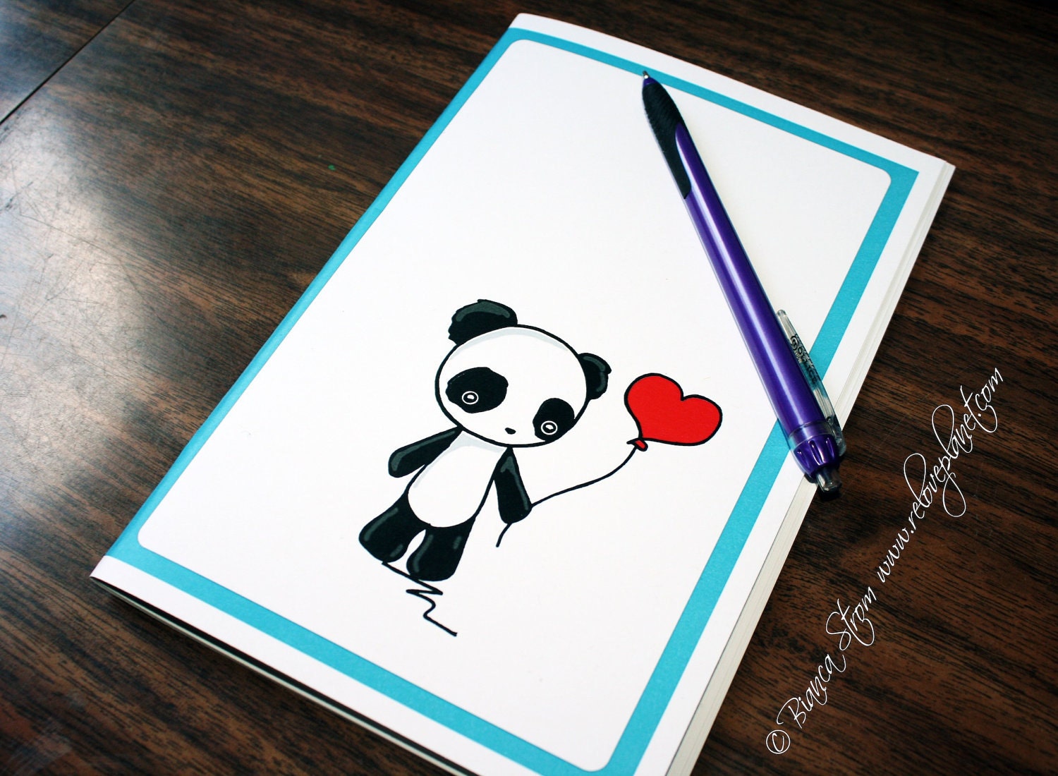 Panda Heart Balloon Blank Diary Journal Notebook Sketchbook  - ReLove Plan.et
