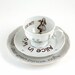 Altered Alice in Wonderland  on Vintage Tea or Coffee Cup  Porcelain Drink Me White Brown Romantic Unique