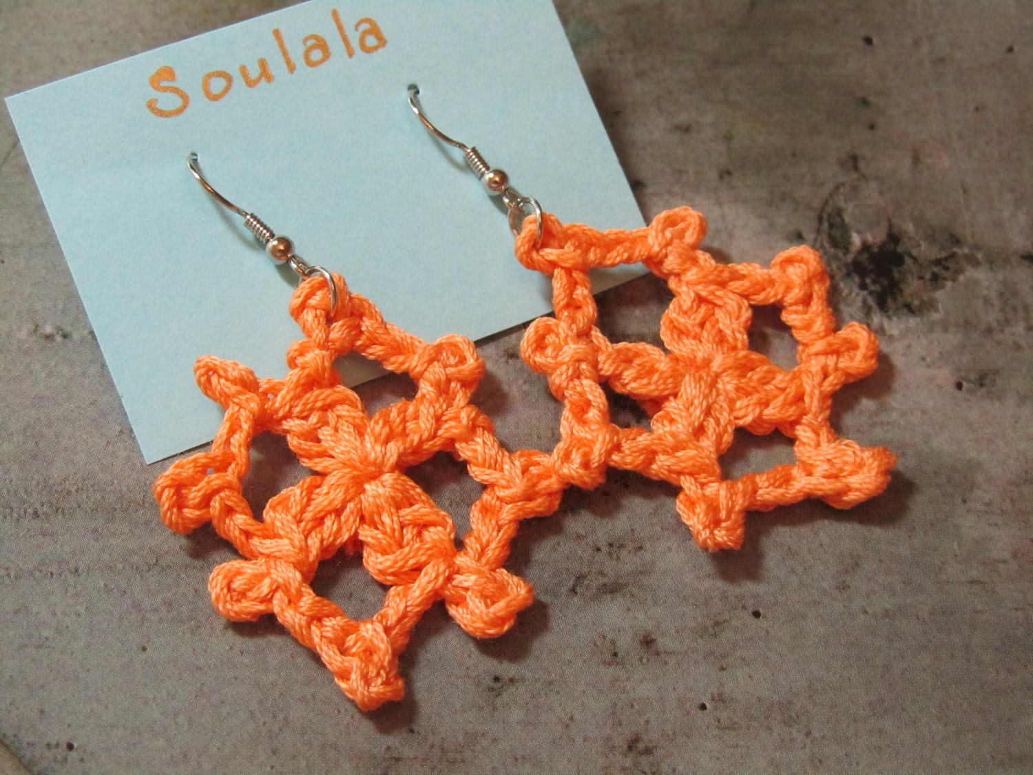 Little snowflake earrings in turquoise, orange and purple -  a vibrant X'mas gift, lovely soft light stylish
