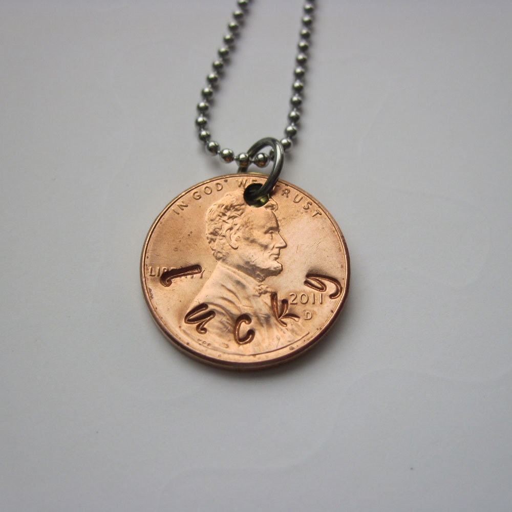 Lucky Penny Charm Necklace or Key Chain - Hand Stamped