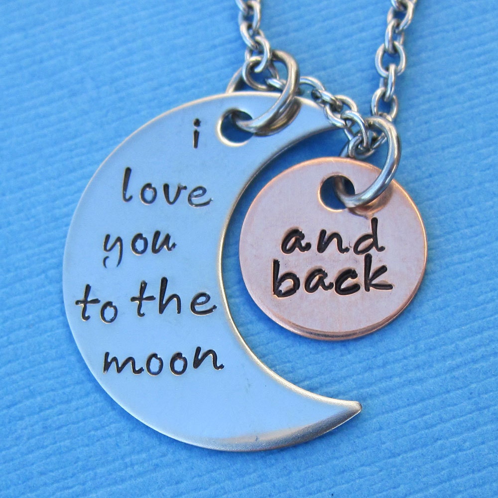 I Love You to the Moon and Back Necklace with Lobster Clasp - Mommy Necklace Valentine's Day Anniversary Birthday Wedding Mother's Day
