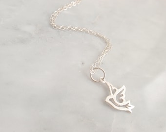 Dove of Peace Bird Sterling silver necklace-simple everyday jewelry