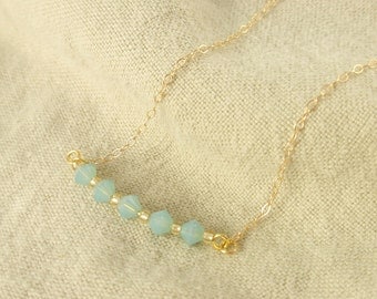 Crystal line- Pacific Opal crystal 14K gold filled necklace-simple everyday jewelry