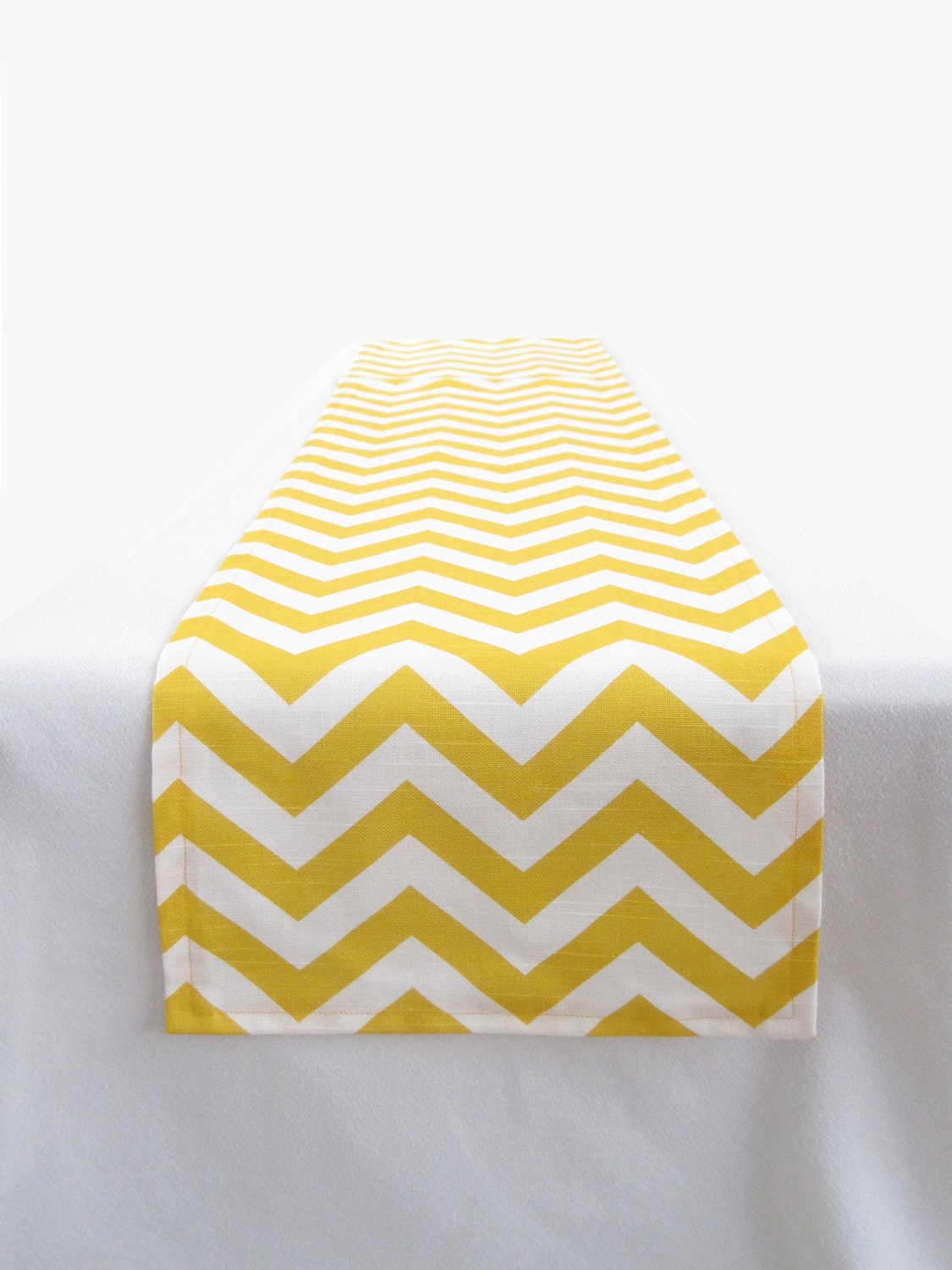 Yellow and White Chevron Table Runner - 11 x 72 in.