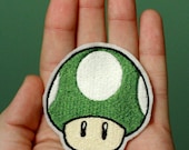 1 UP MUSHROOM--Nintendo Throwback Customizable Embroidered Iron-on Mario Patch