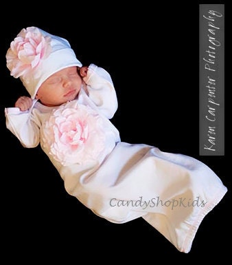 Take-Home-Outfit for Baby Girl - White With Pink Flower by Candy Shop Kids - FREE SHIP