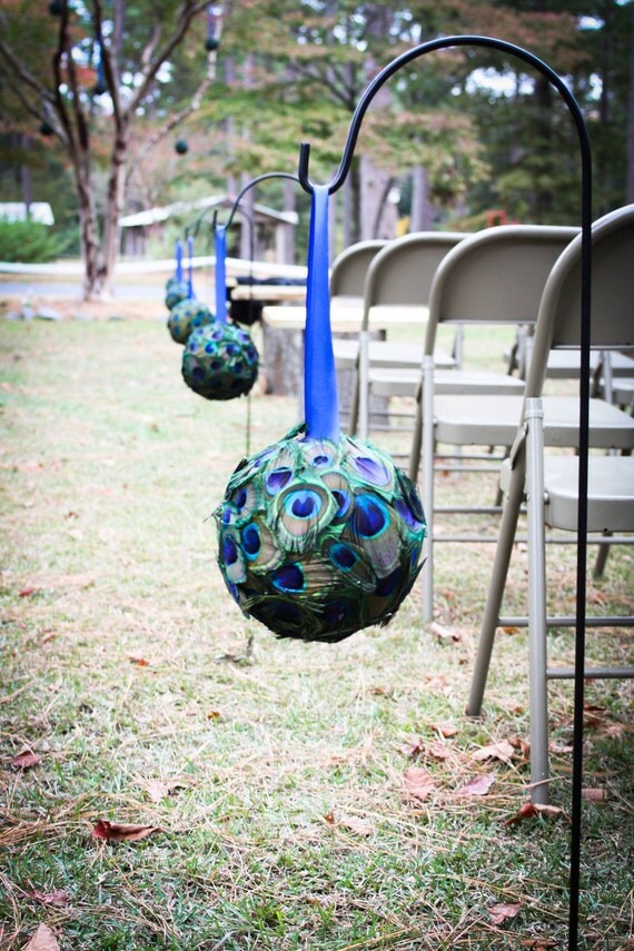 Peacock Wedding, Peacock Pomander/Kissing Ball set of 6