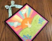 8x8 Print on canvas of Thoughtful Bunny - With Ribbon