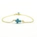 Tiny Sideways Cross Bracelet - Small Turquoise cross on Delicate Gold Chain - Faceted bead at closure (also in silver)