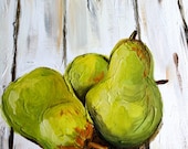SOLD-Original Artwork Acrylic Painting on Canvas 8 x 10 Pear Trio