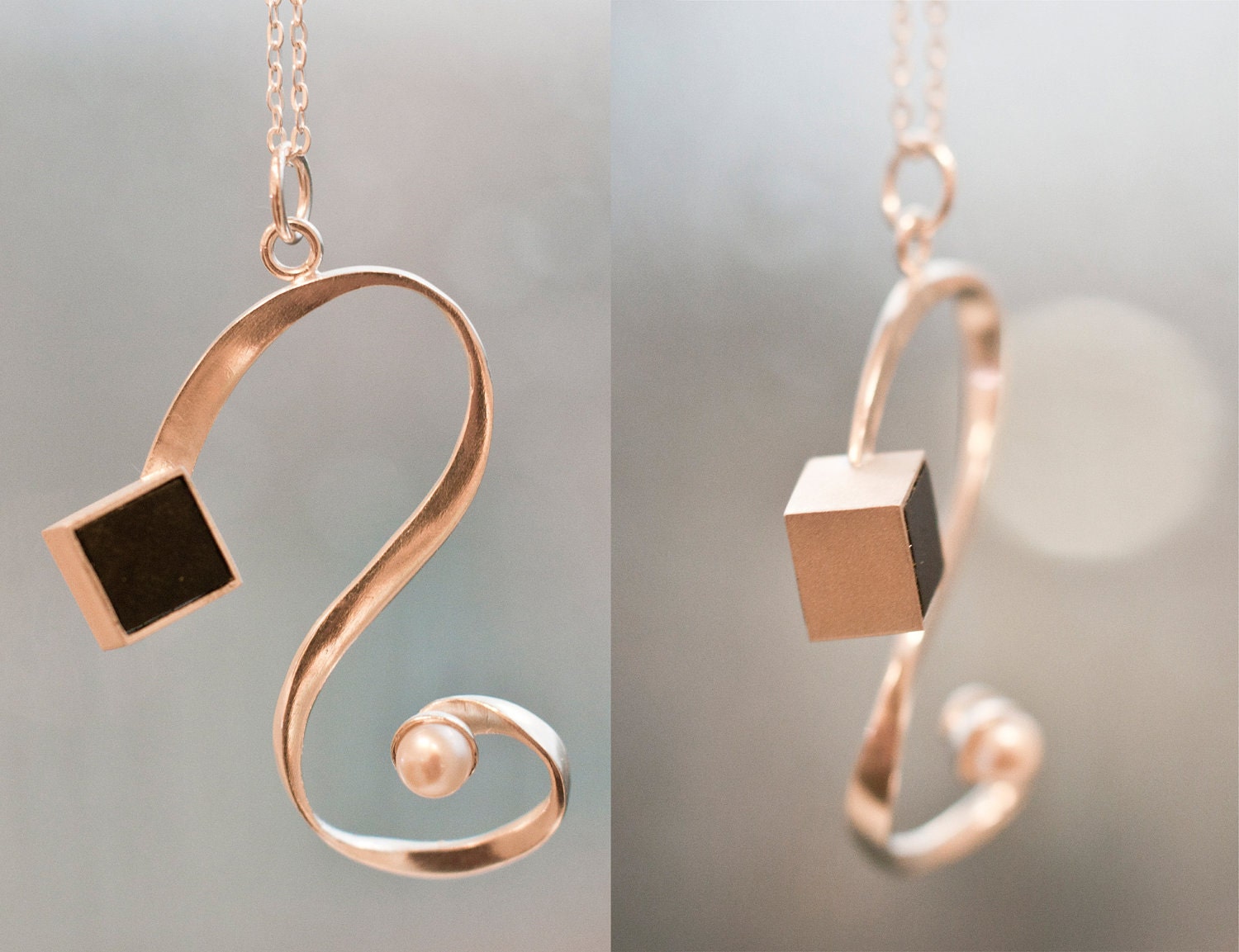 Silver, Ebony and Pearl Pendant