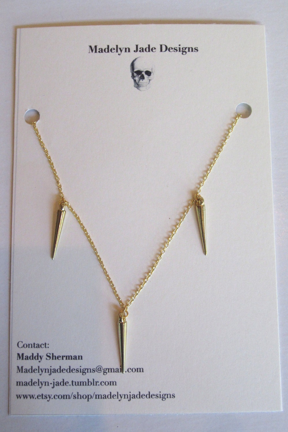 Triple Spike Gold Necklace