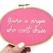 Clueless Movie Quote Hand Embroidery Hoop Art - 1990s Teen Movie Bright Pink Home Decor : You're a Virgin Who Can't Drive Hoop Art