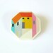 RESERVED for JULIE Octagonal city brooch geometric porcelain jewelry by AtelierGilet -Mini City n. 1