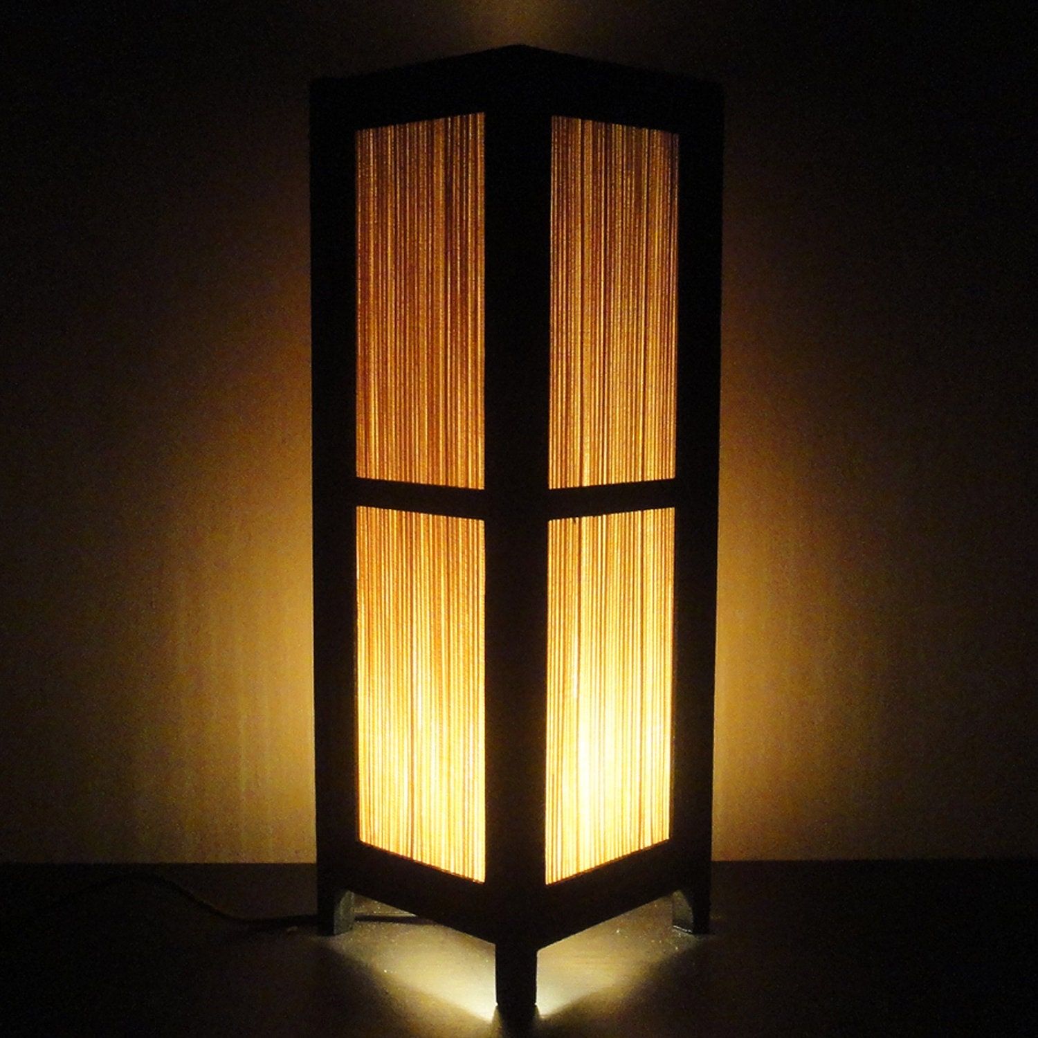 15'' Tall Asian Oriental Japanese Bamboo Art Decor Bedside Table or Floor Lamp or Bedside Paper Light Shades Furniture Home Decor