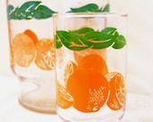 Orange Fruit Motif Glass Carafe and Cup