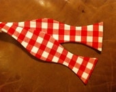 Red Gingham Cotton Bow Tie