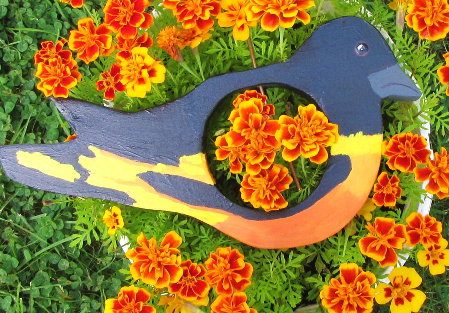 Wooden Baltimore Oriole Suet and Orange Feeder