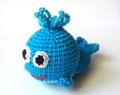 Crochet toy whale the first toy for your baby breast feeding nursing toy marine animal toy rattle