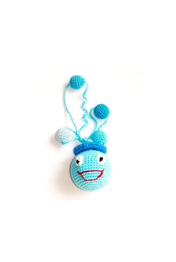 Rattle Baby toy blue turquoise light blue " A drop of water" cloud Baby Child Teething Toy Babywearing organic natural eco friendly  Nursing