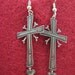 Vintage KIT CARSON Signed Sterling Silver Cross/Heart Pierced Dangle Earrings