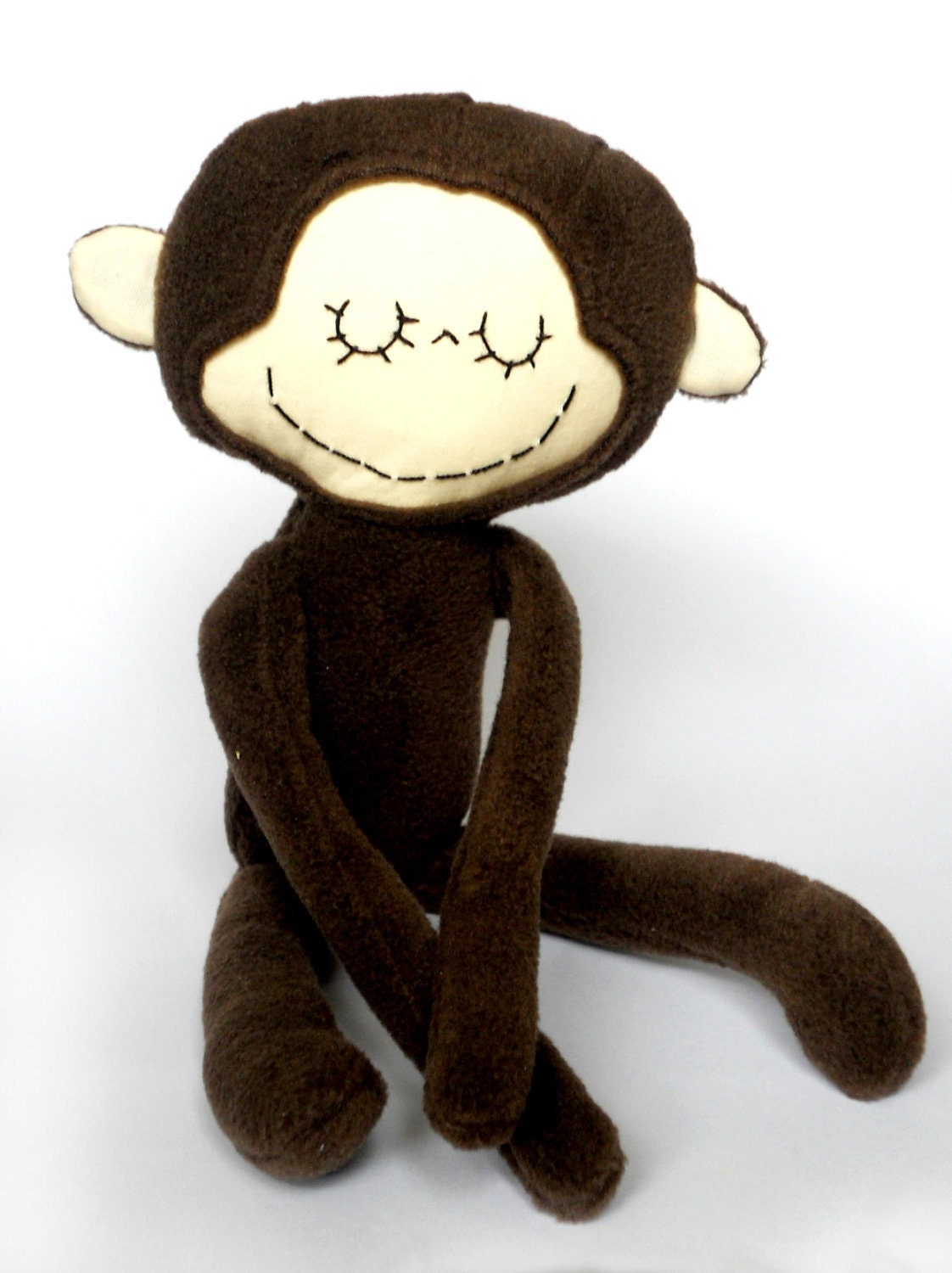 Stuffed Animal Handmade Brown Monkey Soft Safe Baby Toy for Children Polar Fleece Cotton