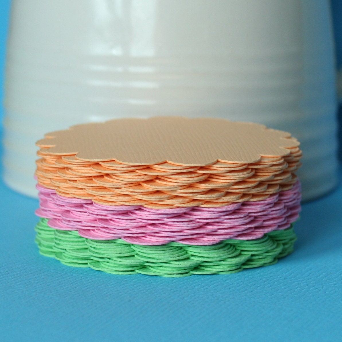54 Scallop Circles for gift tags, embellishments, scrapbooking and more.  2.25" Sherbet Assortment.