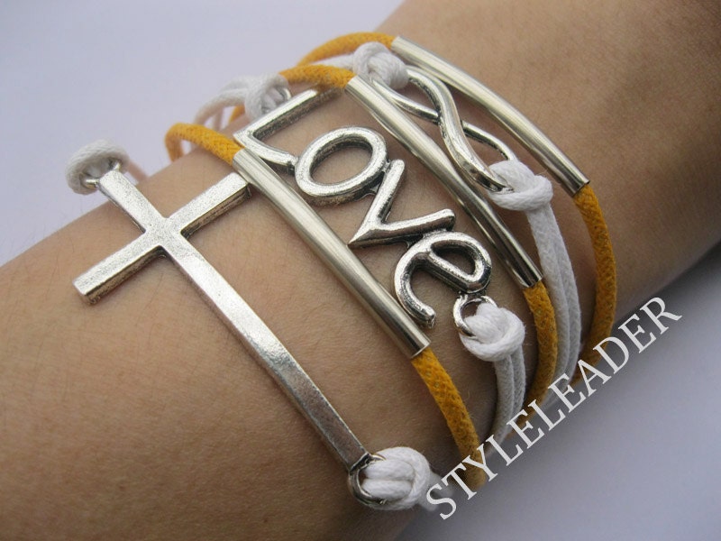 Bracelet-antique silver infinity bracelet,love Bracelet,cross bracelet