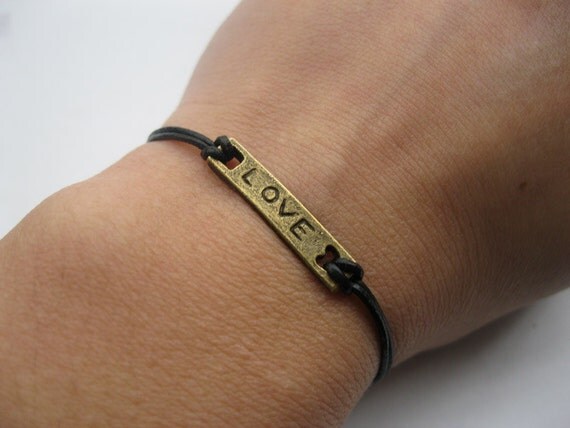 Bracelet-antique bronze love bracelet,love cuff