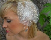 Large Bow Dotted Swiss Tulle Bow Bride Bridesmaid Wedding Hair Accessory Cream by Leelee's Bridal Accessories on Etsy