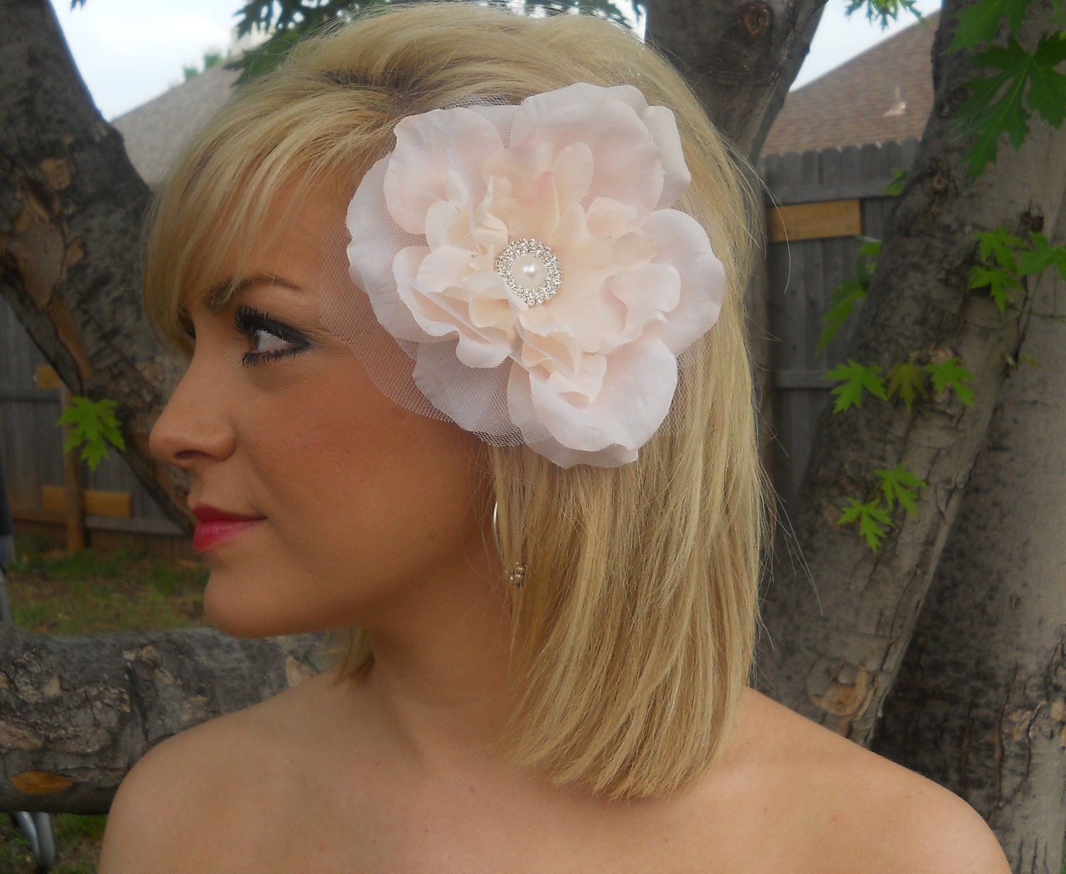 SALE- Anastasia - The Layered Floral and Tulle Fascinator Clip Wedding Head Piece by Leelee's Bridal Accessories on Etsy