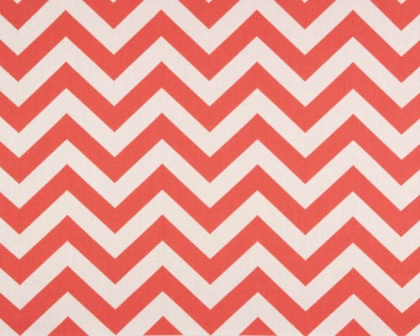 3 yards - Chevron Zig Zag Fabric - Coral / White Home Decor  - Premier Prints
