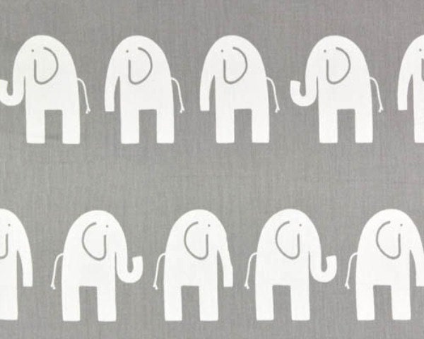 2 yards Premier Prints Ele - Storm and White - Elephant print Grey / White