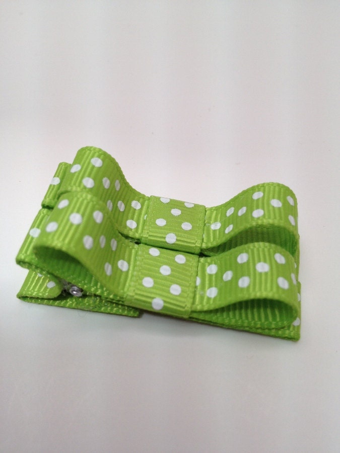 Hair Clips -Apple Green Polka Dot Tuxedo Clips -Baby Hair Clips -Girls Hair Clips