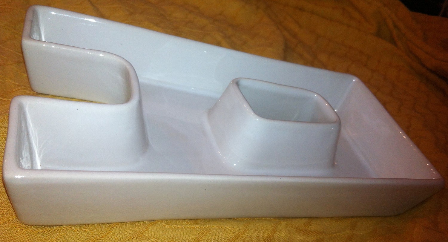 Vintage Party Dish Letter Ceramic Bowl Plate Letters A and C and S and N available White
