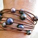 Diva Tahitian Style Baroque Fresh Water Pearl & Leather Bracelet "FREE SHIPPING"