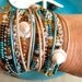 Boho Chic Endless Leather Wrap, Silver Chain Beaded Bracelet...She Sells Sea Shells...."FREE SHIPPING"