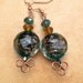 Emerald Green Lampwork Copper Earrings