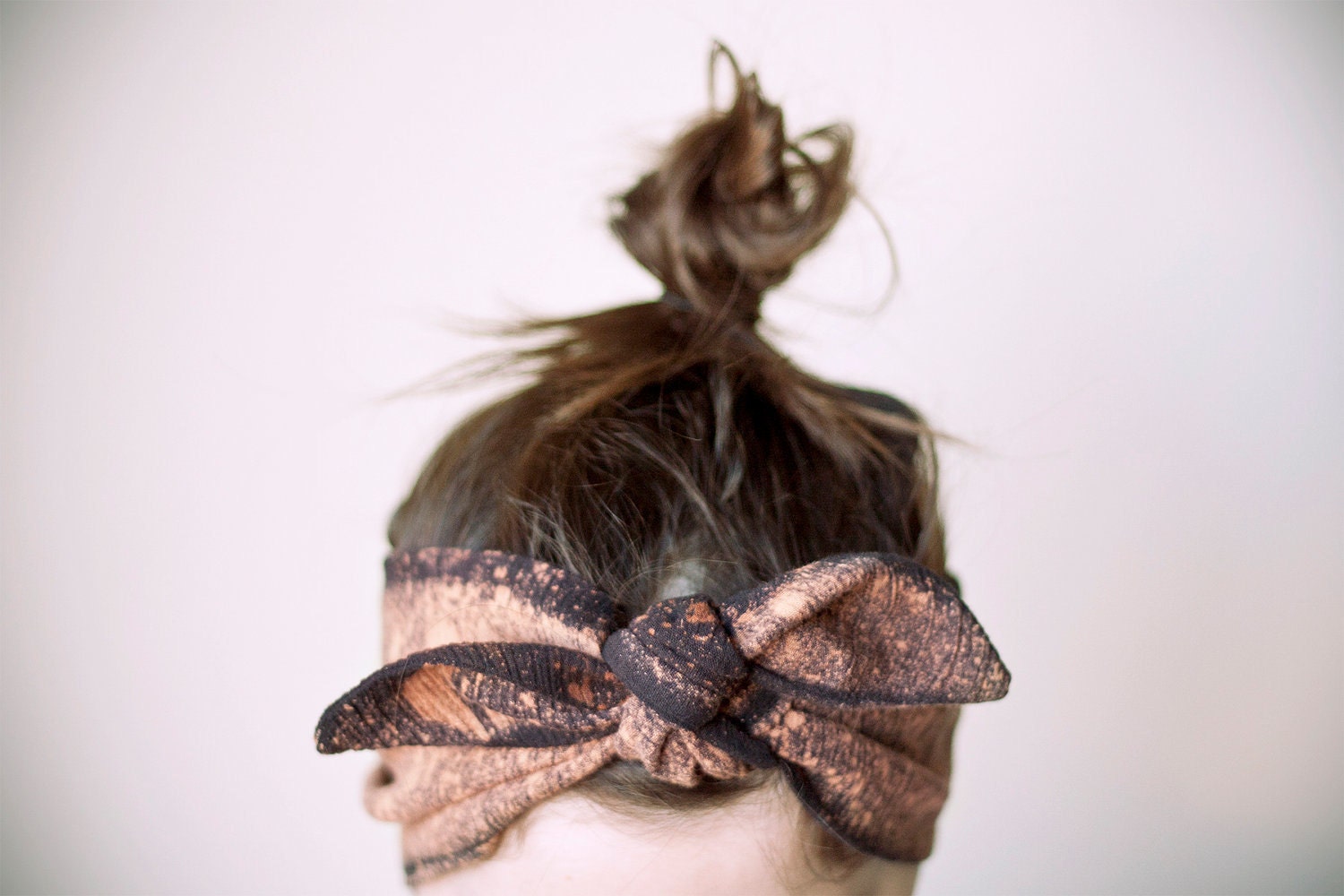 indian cotton fabric, dyed, black and rust headband