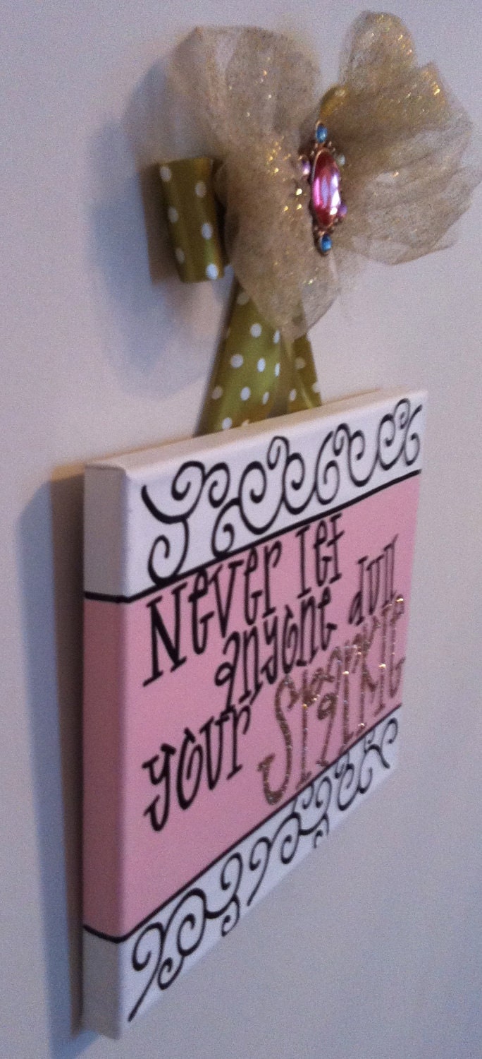 painted canvas with sparkle quote