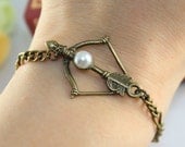 SALE---The Hunger Games Inspired Katniss BOW with Peeta Pearl bracelet