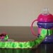 Bottle Tether, Toy Tether, Sippy Strap with Suction Cup-Preppy Pink & Green Polka Dots